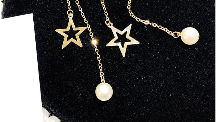  Golden Diamond Five-pointed Star Chain Earrings,Drop Earrings