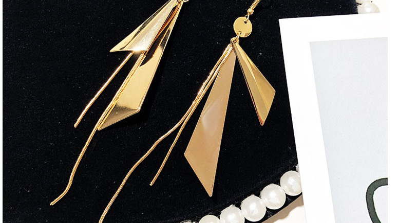  Golden Fringe Sequin Geometric Alloy Earrings,Drop Earrings