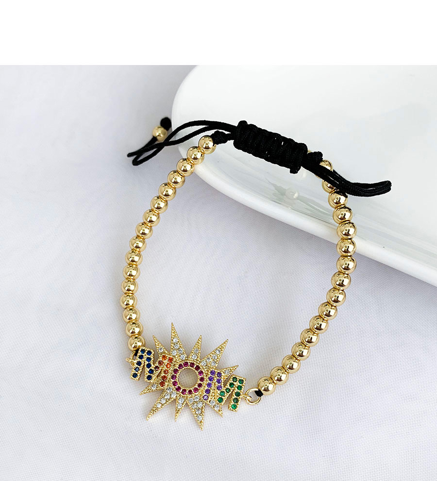 Fashion Golden Bronze Moz Bracelet With Zircon Letters,Bracelets