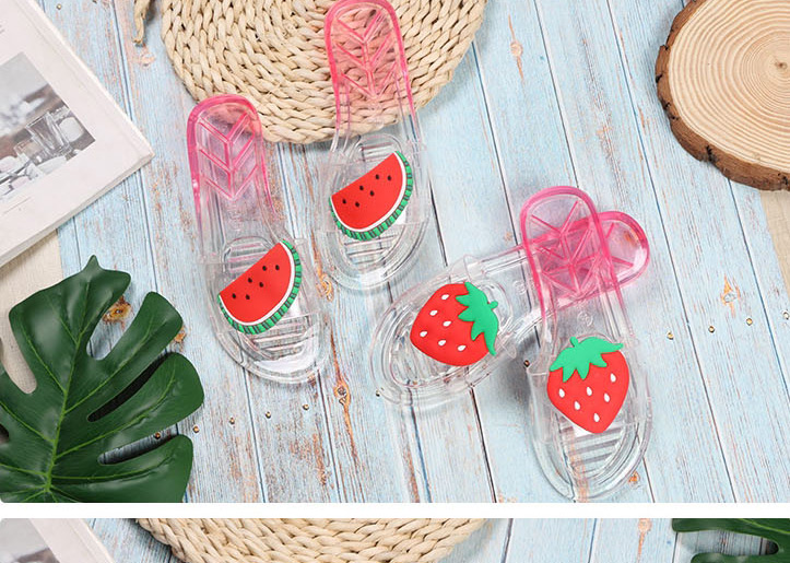 Fashion Strawberry Fruit Slippers Non-slip Crystal Transparent Slippers,Slippers