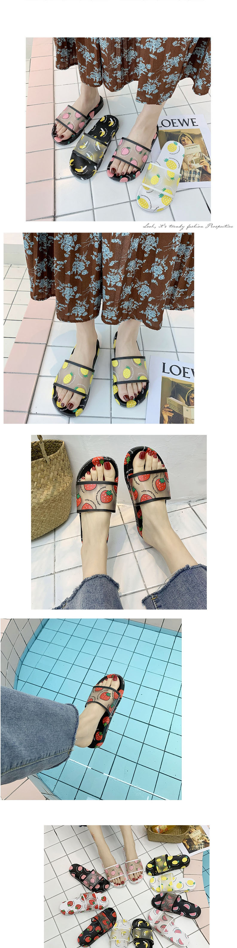 Fashion Strawberry With Black Fruit Fruit Sandals,Slippers
