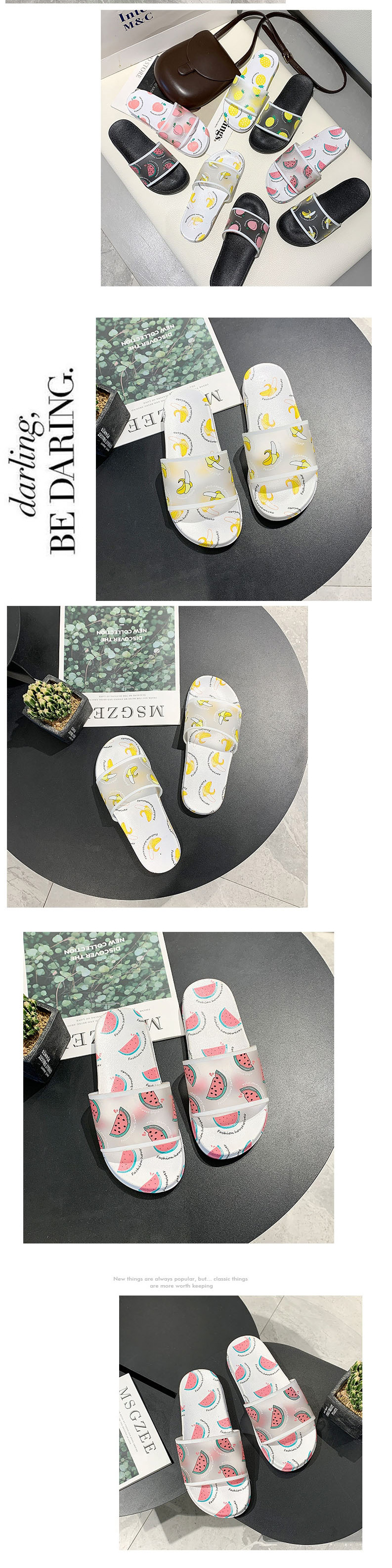 Fashion Banana With White Fruit Fruit Sandals,Slippers