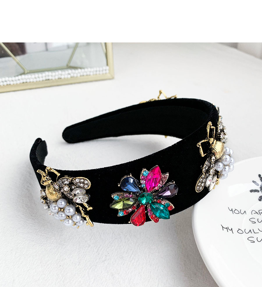 Fashion Colorful Alloy Diamond Flower Bee Velvet Headband,Head Band