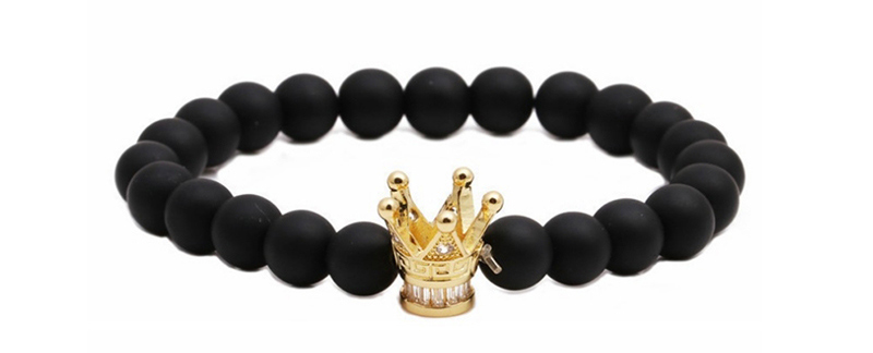 Fashion Tiger Eye Crown Tiger Eye Crown Matte Black Stone Crown Beaded Bracelet,Fashion Bracelets