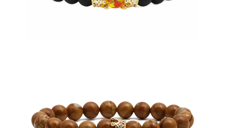 Fashion Frosted Amber To Grab The Black Crown Frosted Stone Crown Wood Grain Moonstone Crown Bead Bracelet,Fashion Bracelets