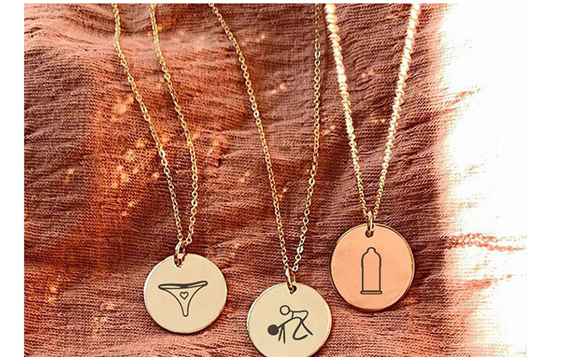 Fashion Rose Gold Geometric Lettering Gold-plated 14k Gold Short Titanium Steel Necklace,Necklaces