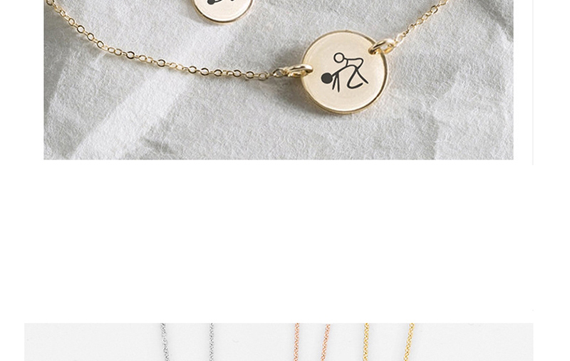 Fashion Steel Color Geometric Lettering Gold-plated 14k Gold Short Titanium Steel Necklace,Necklaces