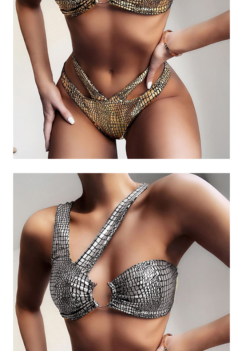 Fashion Golden Bronze Fabric Hollow Stitching Split Swimsuit,Bikini Sets