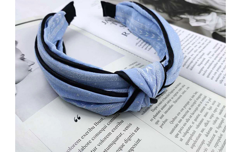 Fashion Blue Double-layer Printed Fabric Dotted Knotted Headband,Head Band