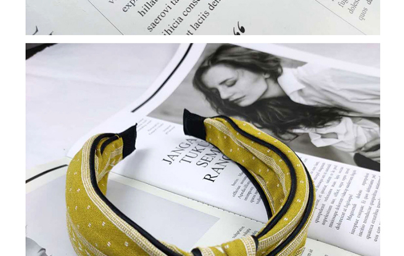 Fashion Yellow Double-layer Printed Fabric Dotted Knotted Headband,Head Band