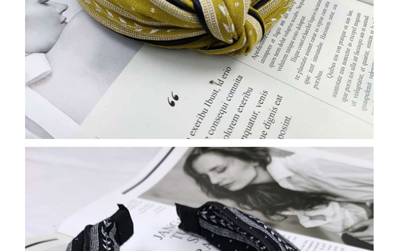 Fashion Yellow Double-layer Printed Fabric Dotted Knotted Headband,Head Band