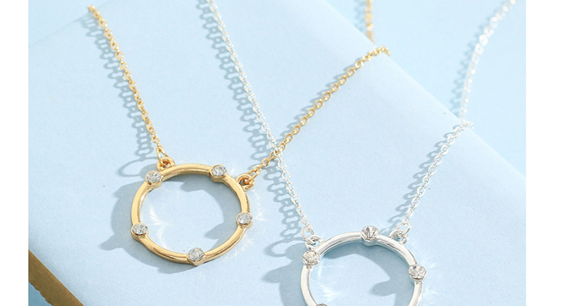 Fashion Kc Gold Alloy Round Diamond Necklace,Pendants