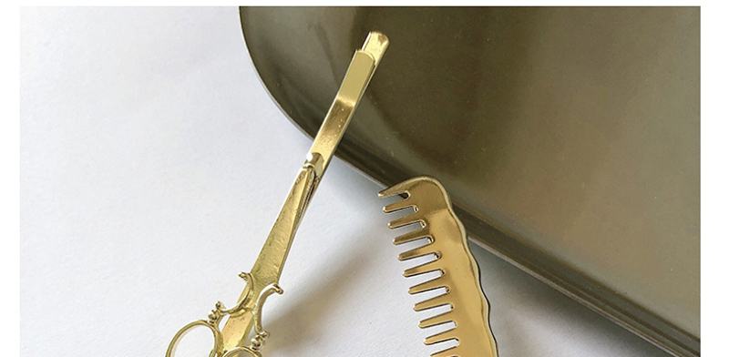 Fashion Golden Alloy Hollow Scissors Comb Hairpin Set,Hairpins