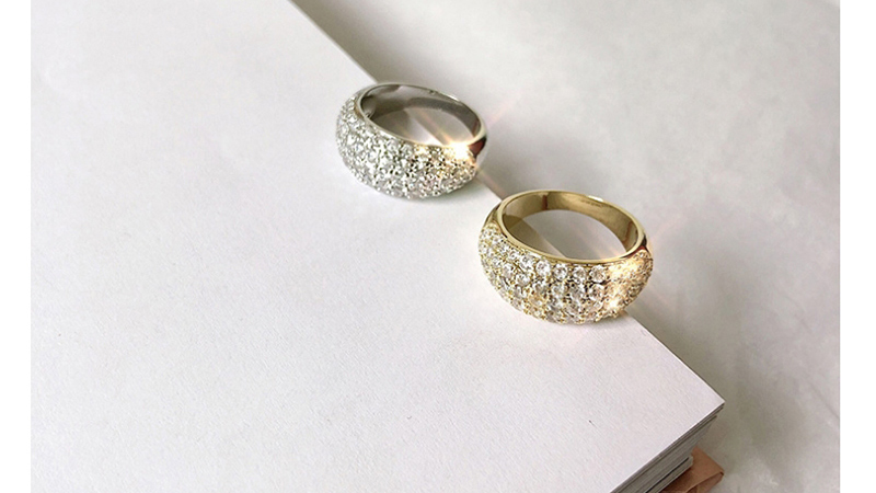 Fashion Golden Wide-face Three-dimensional Inlaid Full Diamond Ring,Fashion Rings