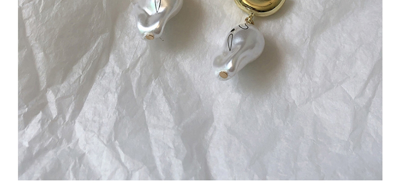 Fashion Pair Of Grimace Gold Shaped Imitation Pearl Graffiti C-shaped Earrings,Drop Earrings