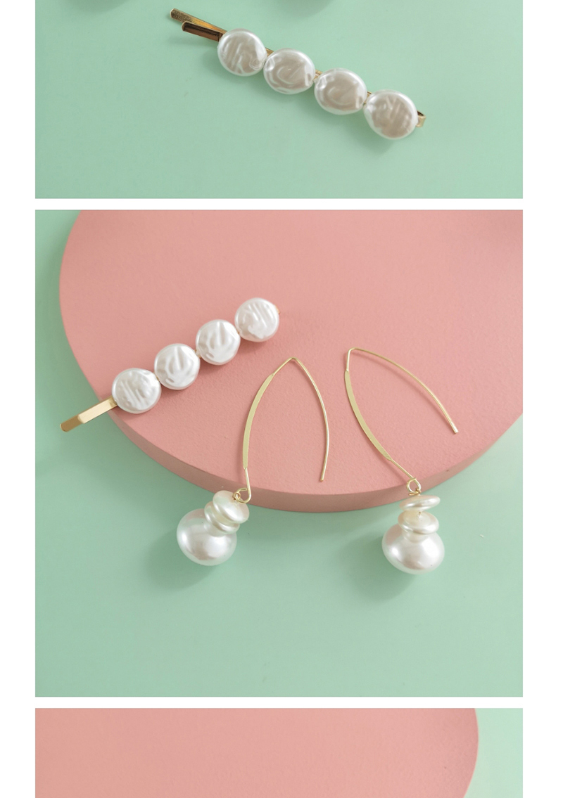 Fashion Golden Pearl Clip C-shaped Pearl Stud Earrings Set,Hairpins