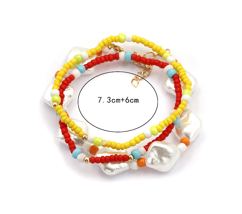 Fashion Red Yellow Multi-layer Rice Pearl Pearl Bracelet,Beaded Bracelet