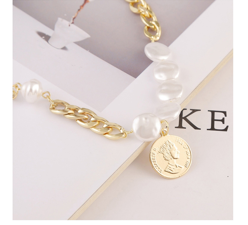 Fashion Golden Chain Pearl Coin Necklace,Pendants