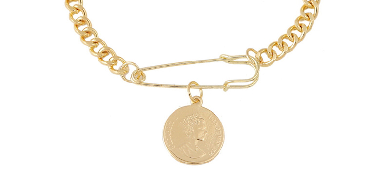 Fashion Golden Alloy Chain Coin Brooch Bracelet,Fashion Bracelets
