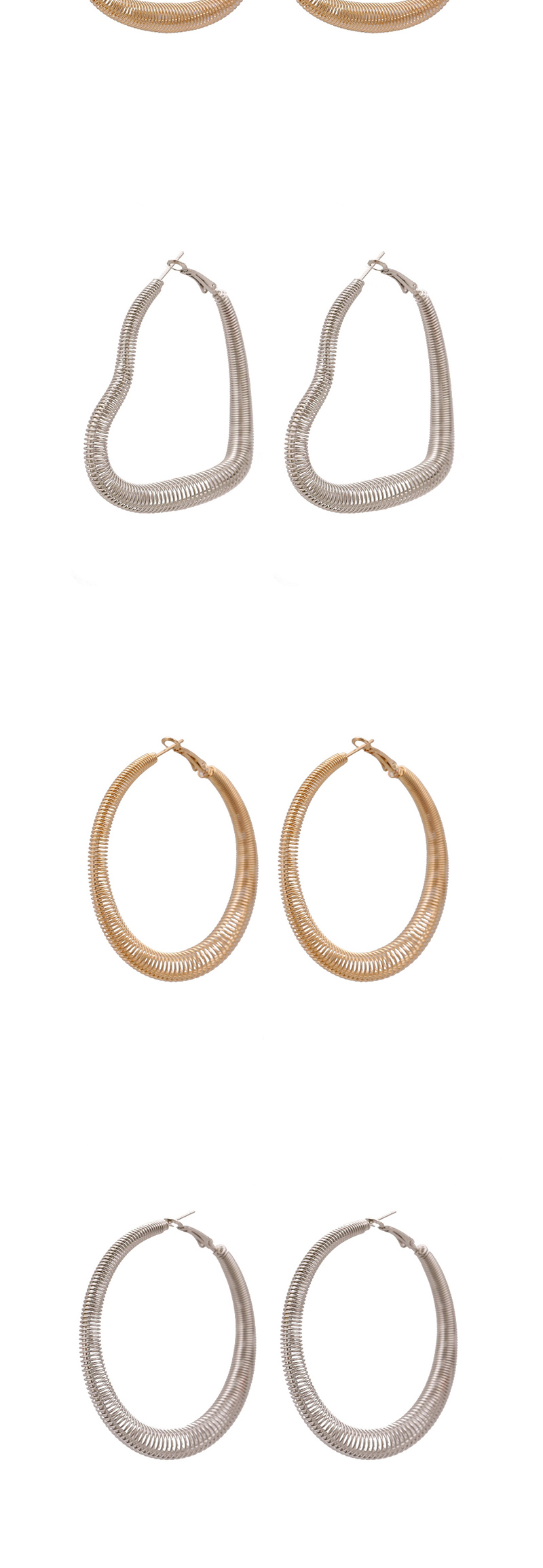 Fashion Heart + Gold Alloy Geometric Spring Studs,Hoop Earrings