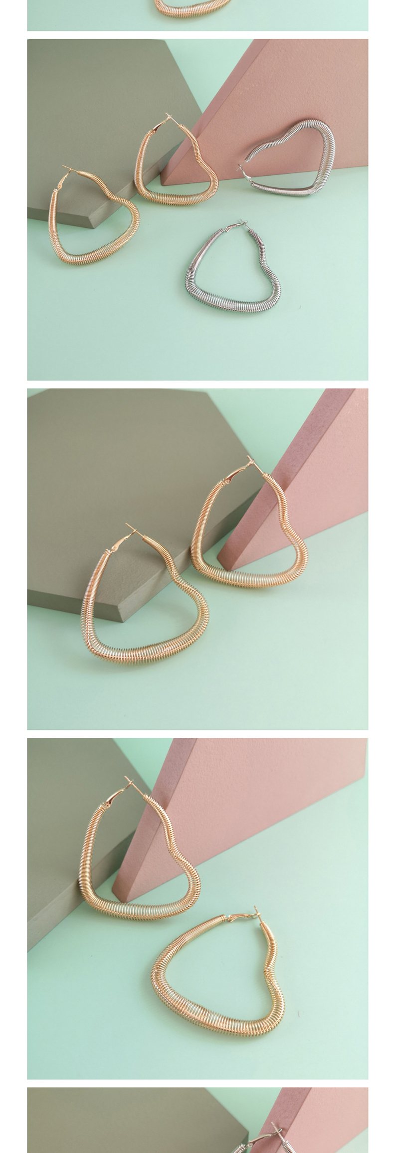 Fashion Water Drop + Silver Alloy Geometric Spring Studs,Hoop Earrings