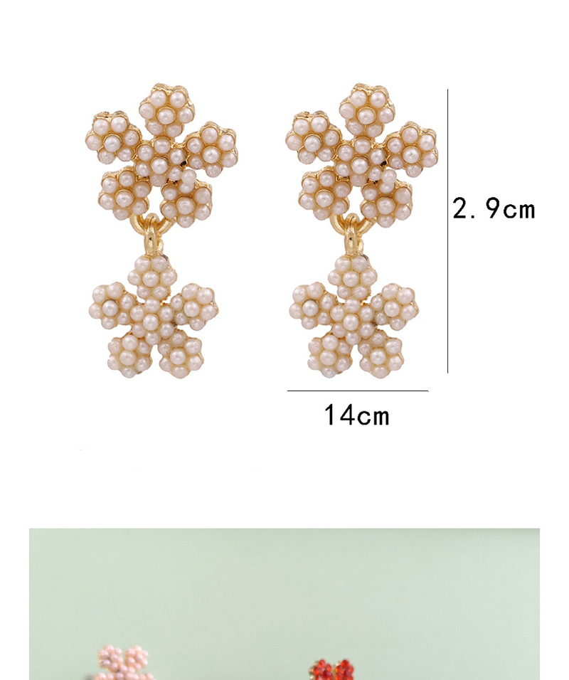 Fashion Pearl White Flower Earrings With Diamonds,Drop Earrings