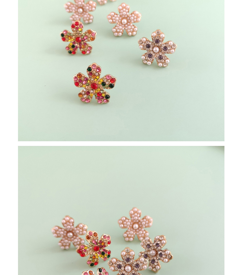 Fashion Color Flower Earrings With Diamonds,Stud Earrings