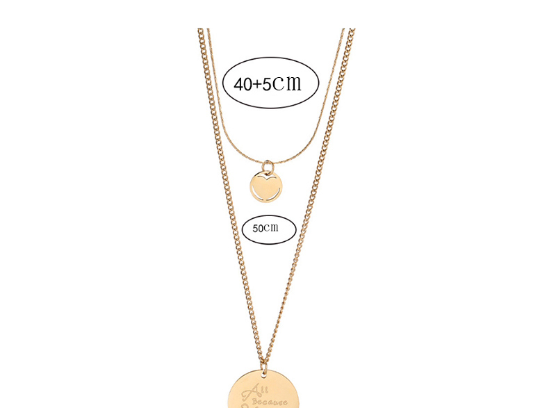Fashion Golden Metal Round Coin Two-layer Necklace,Necklaces