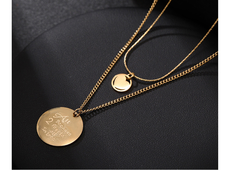 Fashion Golden Metal Round Coin Two-layer Necklace,Necklaces