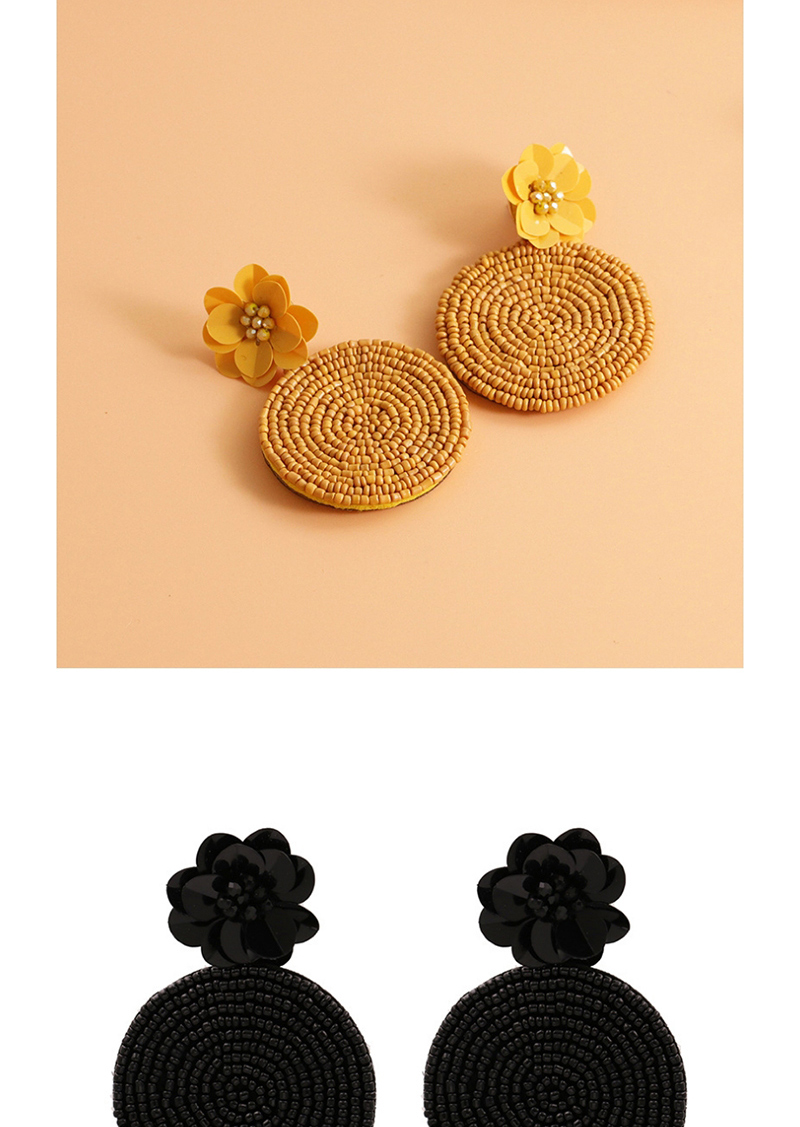 Fashion Black Sequined Flower Bead Earrings,Drop Earrings