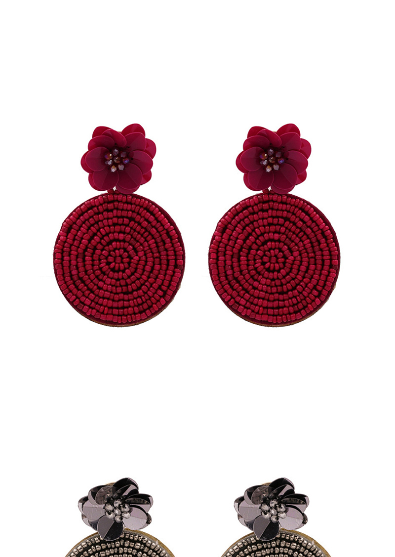 Fashion Black Sequined Flower Bead Earrings,Drop Earrings