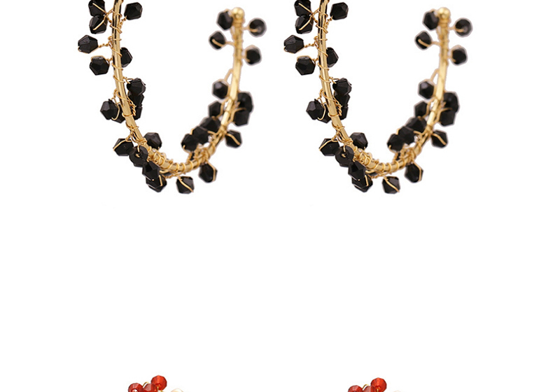 Fashion Black C-shaped Metal Earrings And Pearl Earrings,Hoop Earrings
