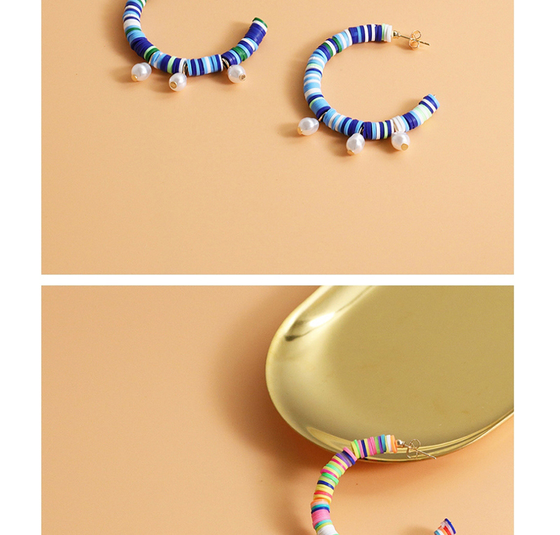 Fashion Beige C-shaped Rice Pearl Pearl Earrings,Hoop Earrings