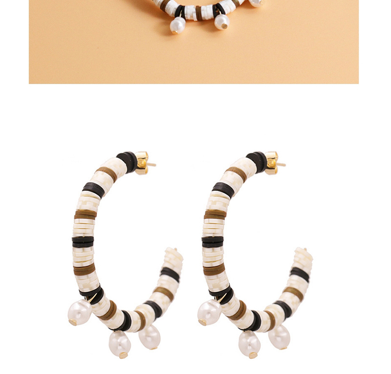 Fashion Beige C-shaped Rice Pearl Pearl Earrings,Hoop Earrings