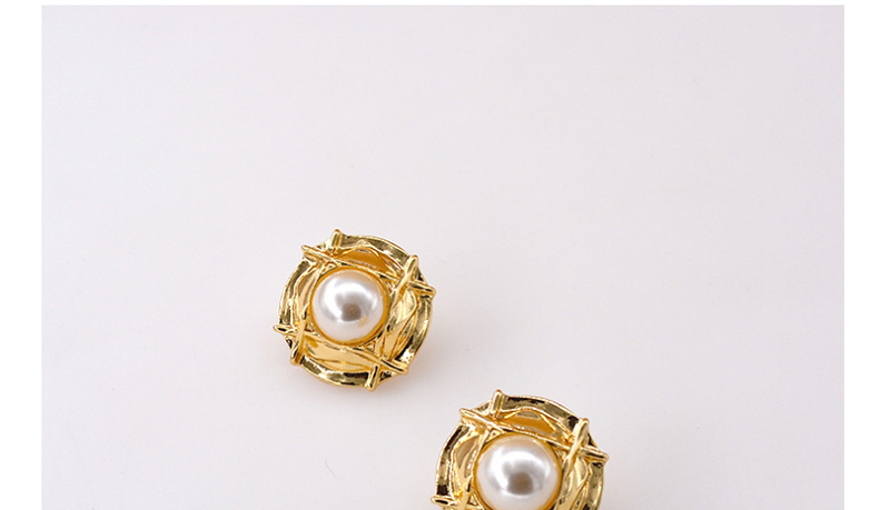 Fashion Golden  Silver Pin Pearl Stud Earrings,Stud Earrings