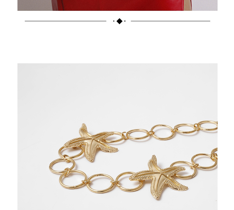 Fashion Golden Starfish Tassel Geometric Ring Single-layer Waist Chain,Waist Chain