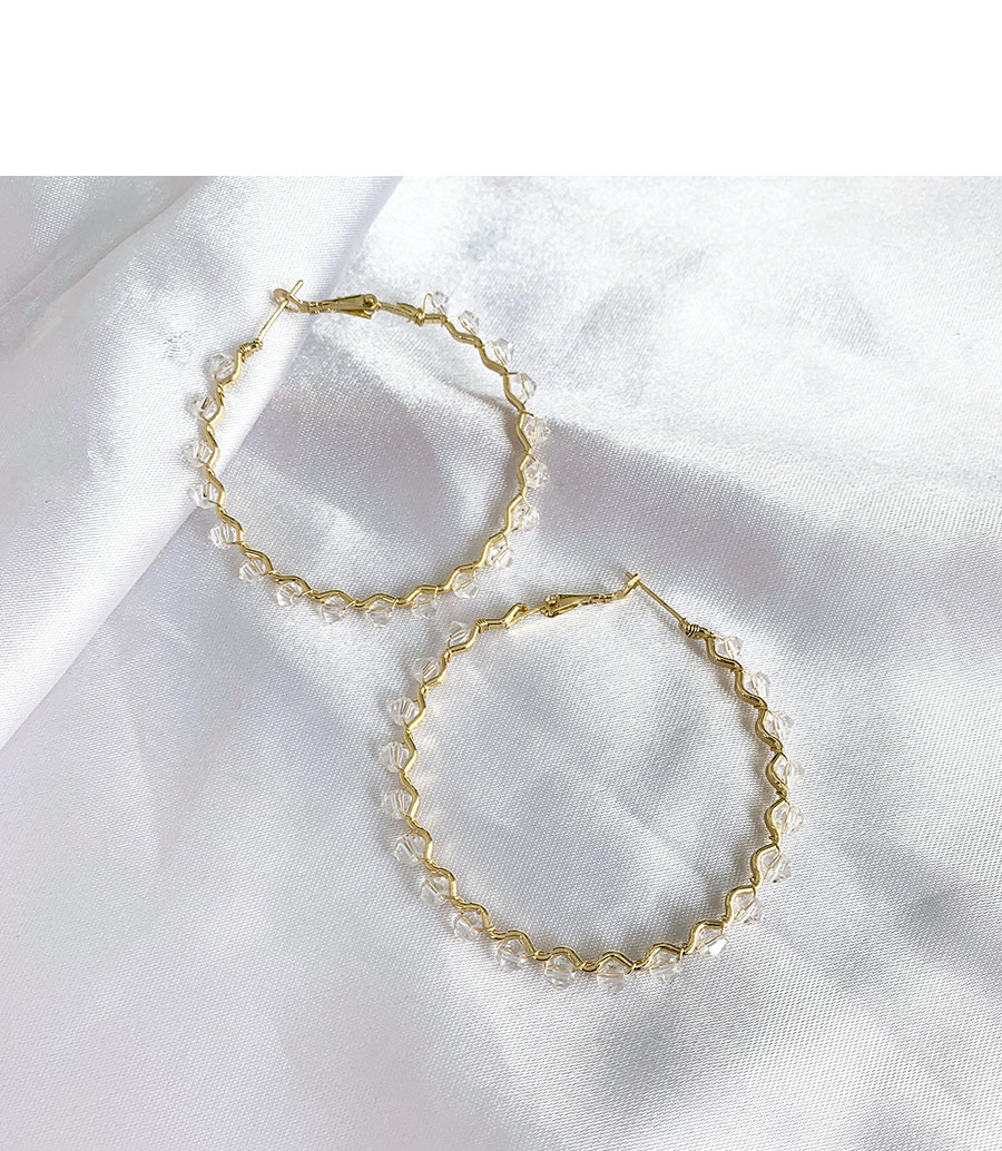 Fashion White Alloy Resin Bead Circle Earrings,Hoop Earrings