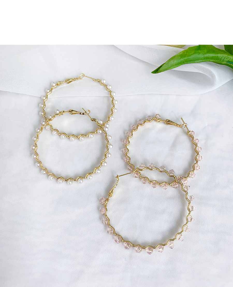 Fashion White Alloy Resin Bead Circle Earrings,Hoop Earrings