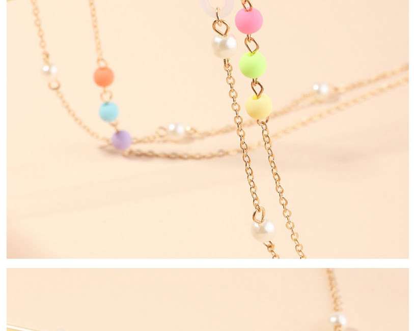 Fashion Golden Candy-colored Beads Imitation Pearl Chain Glasses Chain Set,Sunglasses Chain