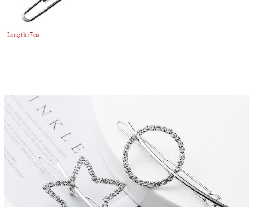 Fashion Circle Silver Diamond-shaped Geometric Hollow Alloy Hairpin,Hairpins