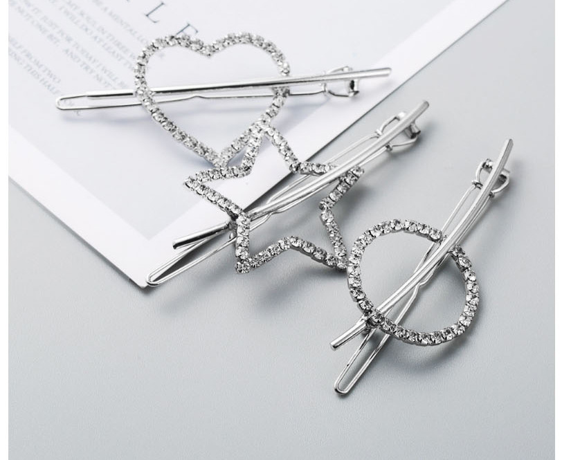 Fashion Circle Silver Diamond-shaped Geometric Hollow Alloy Hairpin,Hairpins