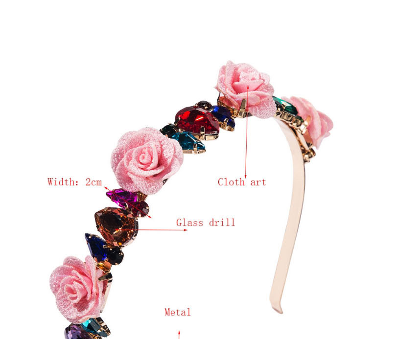 Fashion Pink Gray Alloy Inlaid Color Rhinestone Fabric Flower Crown Crown,Head Band