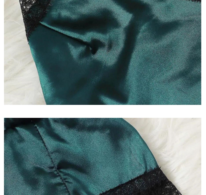 Fashion Green Simulated Silk Split Pajamas Two-piece Set,SLEEPWEAR & UNDERWEAR