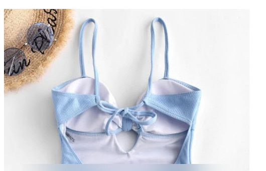 Fashion Removable Blue Shoulder Strap Knotted Swimsuit,One Pieces