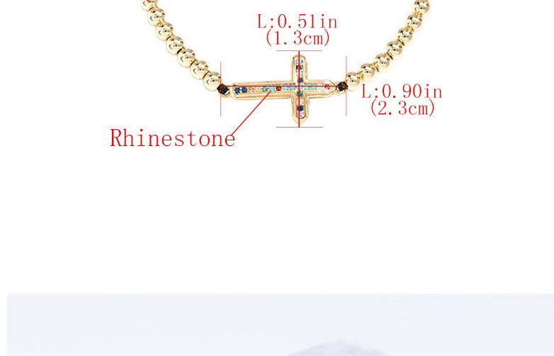 Fashion Golden Rhinestone Cross Copper Plated True Gold Beads Hand Woven Bracelet,Bracelets