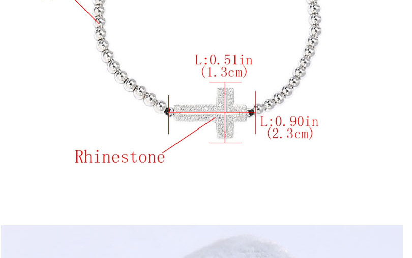 Fashion Silver Rhinestone Hollow Cross Copper True Gold Plated Bead String Black Rope Bracelet,Bracelets