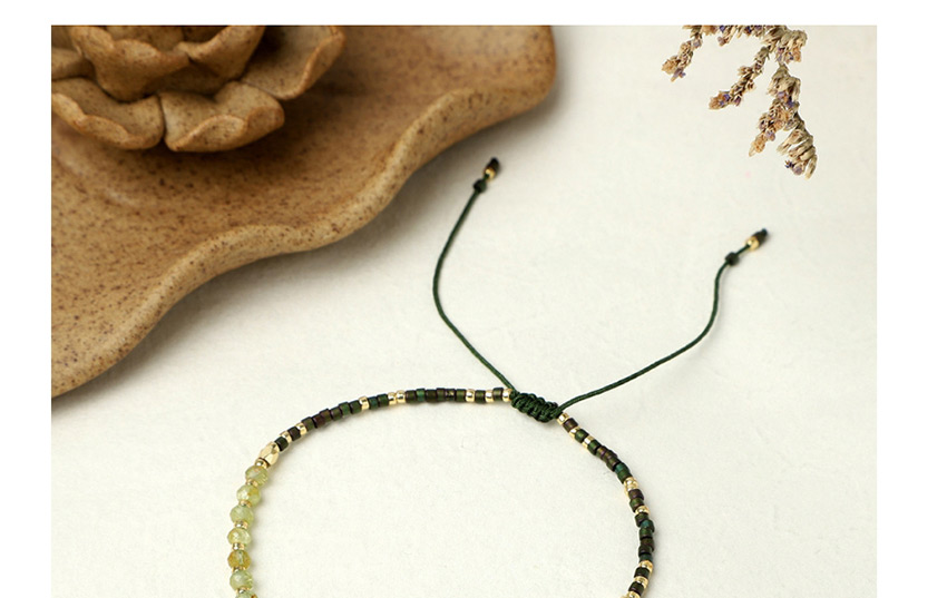 Fashion Light Green + Black Rice Beads Hand-woven Gold Beads Semi-precious Stones Bracelet,Beaded Bracelet
