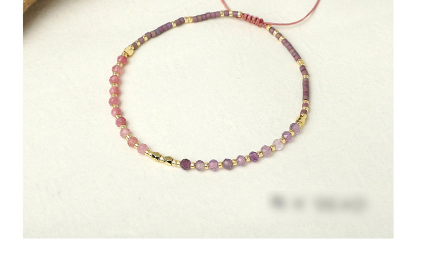 Fashion Pink + Red Rice Beads Hand-woven Gold Beads Semi-precious Stones Bracelet,Beaded Bracelet