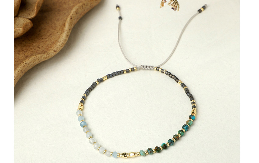 Fashion Gray + Black Rice Beads Hand-woven Gold Beads Semi-precious Stones Bracelet,Beaded Bracelet