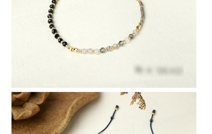 Fashion White + Navy Rice Beads Hand-woven Gold Beads Semi-precious Stones Bracelet,Beaded Bracelet